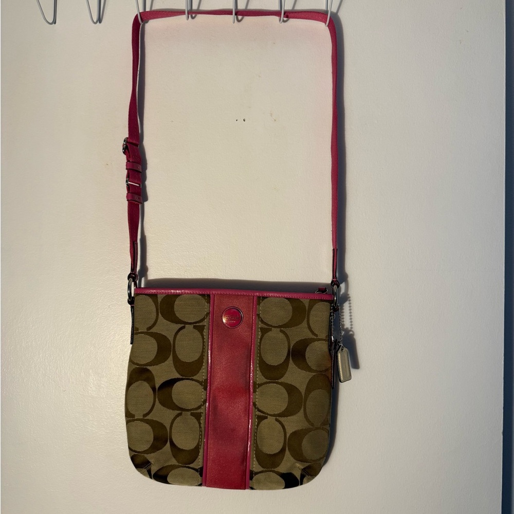 Coach Pink and Brown Crossbody Bag